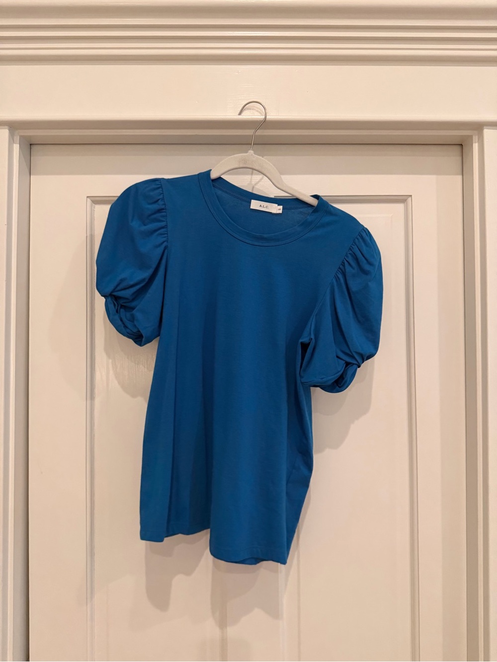 A.L.C. Blue Puff-Sleeve Crewneck Tee